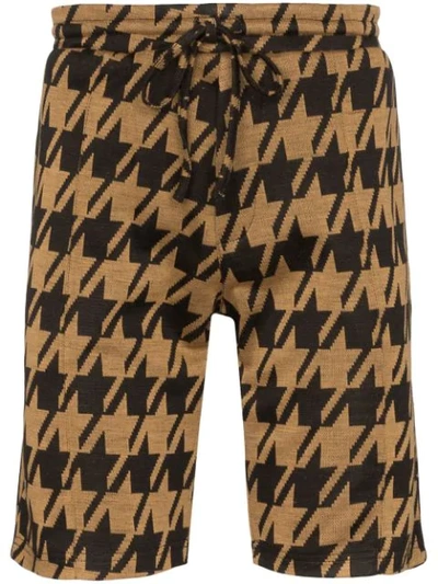 Prevu Pelle Houndstooth-print Woven Shorts In Black