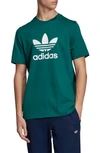 Adidas Originals Trefoil Graphic T-shirt In Noble Green/ White