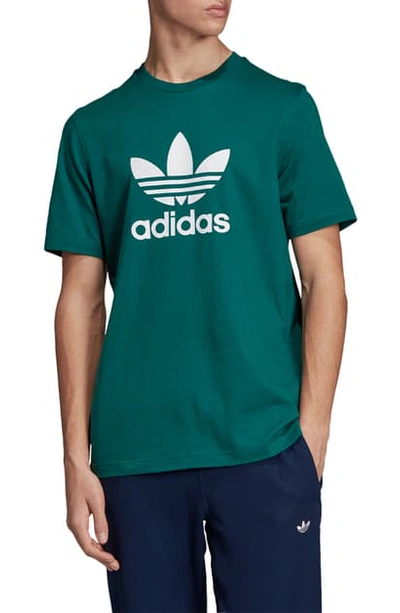 Adidas Originals Trefoil Graphic T-shirt In Noble Green/ White
