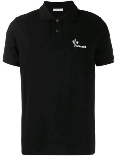 Moncler Logo Regular Fit Pique Polo Shirt In Black