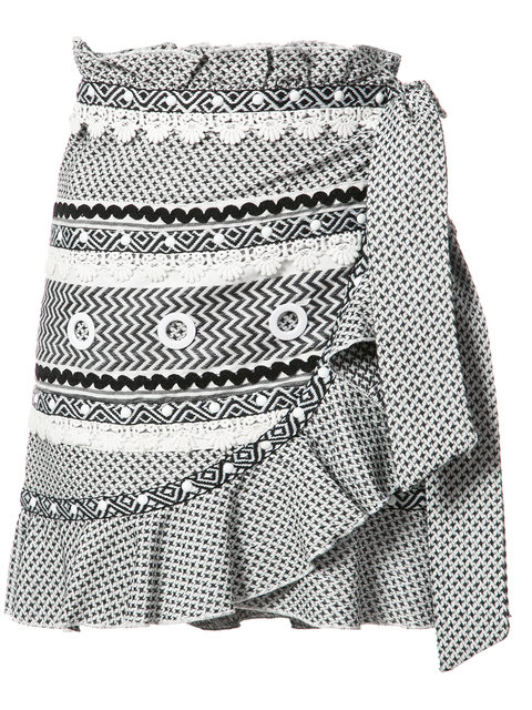 Dodo Bar Or Asymmetric Ruffled Embellished Cotton-jacquard Mini Skirt ...