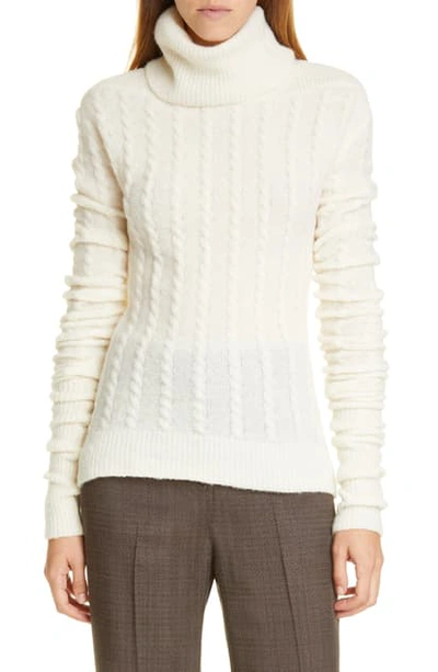 Jacquemus La Maille Sofia Alpaca & Wool Stretch Turtleneck Sweater In White