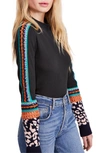 Free People Switch It Up Crochet-trim Thermal Top In Black