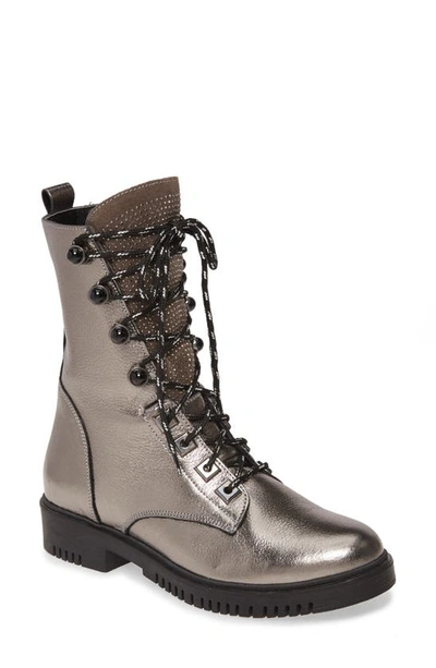 Sheridan Mia Manner Combat Boot In Pewter Leather