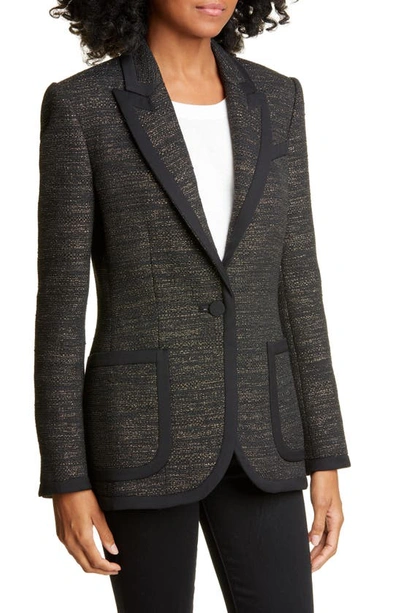 Equipment Bodanne Contrast Detail Tweed Jacket In True Black Multi