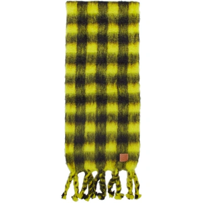 Loewe Mohair-blend Check Scarf In 8100 Yellow