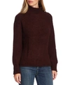 Vince Camuto Mixed-stitch Mock-neck Sweater In Port
