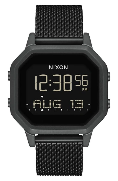 Nixon Siren Milanese All-black Mesh Bracelet Watch, 36mm In All Black