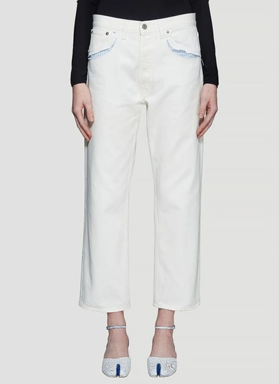 Maison Margiela Exposed Striped Pocket Jeans In White