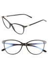 Tom Ford Women's 53mm Blue Block Cat Eye Eyeglasses In Black