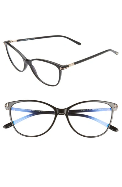 Tom Ford Women's 53mm Blue Block Cat Eye Eyeglasses In Black