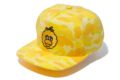 Pre-owned Bape  X Sesame Street Abc Camo Big Bird Snap Back Cap Yellow