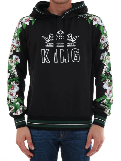 Dolce & Gabbana King Hooded Sweatshirt In Black