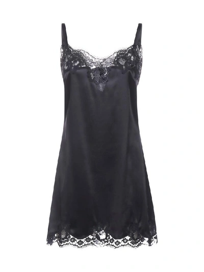 Dolce & Gabbana Lace Detail Slip Dress In Black