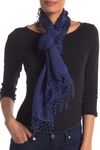 La Fiorentina Wool Silk Blend Scarf In Navy