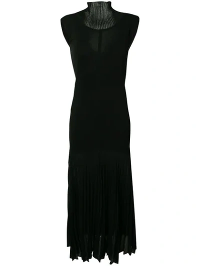 Victoria Beckham Cap Sleeve Pleated Dress In Black