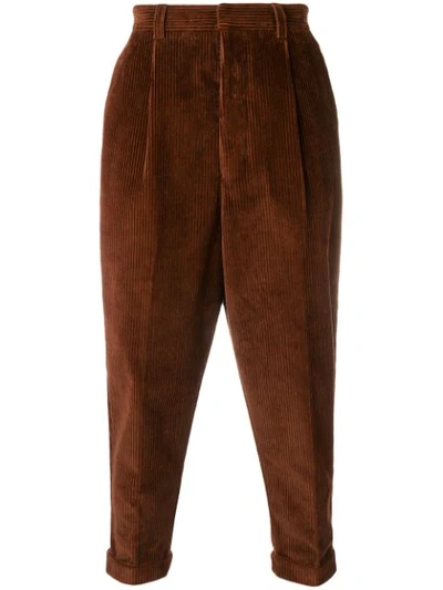 Ami Alexandre Mattiussi Oversized Carrot Fit Trousers In Brown