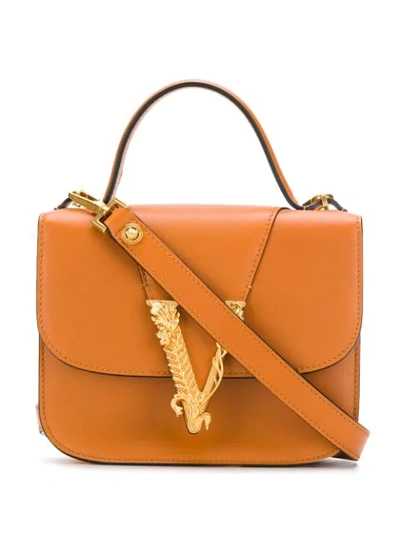 Versace Virtus Dual-carry Bag In Brown
