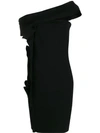 Lanvin One Shoulder Ruffle Trim Dress In Black