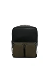 Prada Multi-pocket Colour Block Backpack In Black