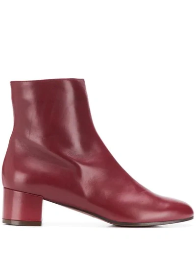 L'autre Chose Polished Ankle Boots In Red