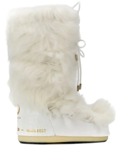Moon Boot Mid-calf Tie Front Boots In White