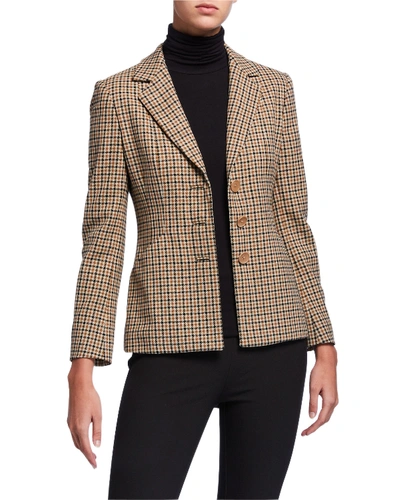 Elie Tahari Alexina Three-button Check Jacket In Almond Multi