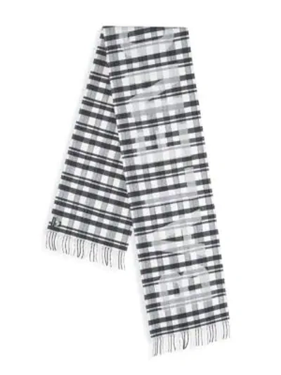 Balenciaga Men's Logo Tartan Scarf In Black Ivory