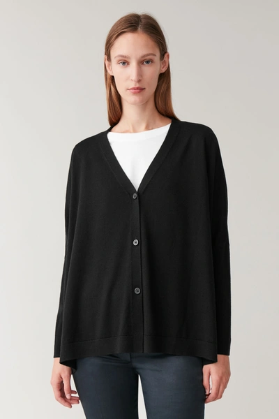 Cos Knitted Wool Cardigan In Black