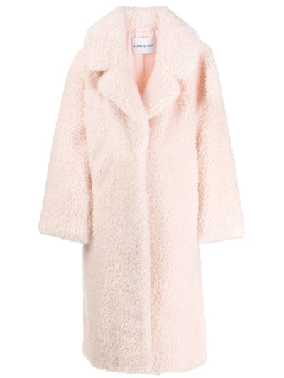 Stand Studio Clara Light Pink Faux Shearling Coat