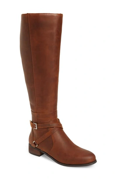 Charles David Women's Solo Tall Moto Boots In Cognac Leather