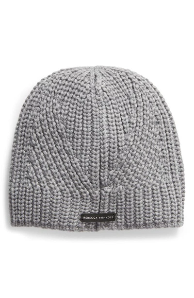 Rebecca Minkoff Traveling Rib Beanie In Heather Gray