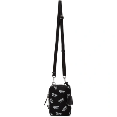 Moschino Black All Over Logo Messenger Bag