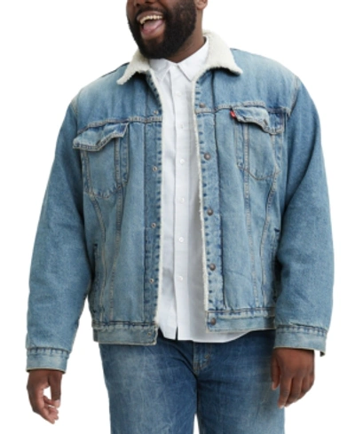 Levi's Men's Big & Tall Sherpa Fleece Trucker Jacket In Mustard