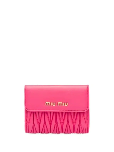 Miu Miu Matelassé Wallet In Pink