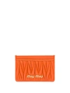 Miu Miu Matelassé Card Holder In Orange