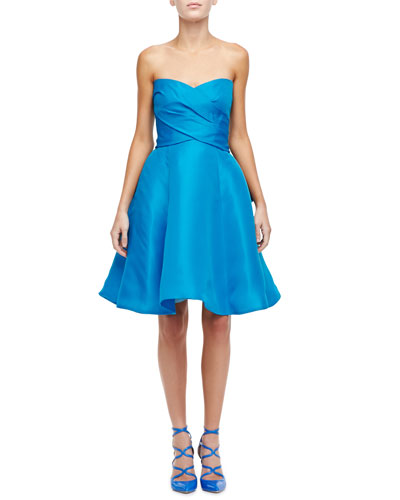 Monique Lhuillier Strapless Sweetheart Cocktail Dress With Bow, Pacific ...