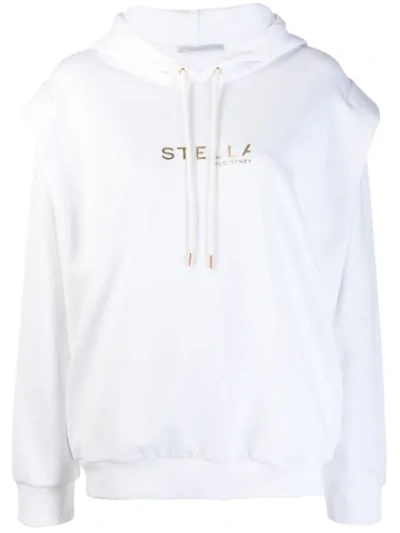 Stella Mccartney Gold Logo Sweatshirt In Pure White