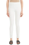 Theory Skinny Double-stretch Pull-on Leggings In Sea Salt