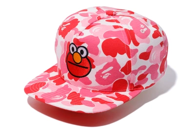 Pre-owned Bape  X Sesame Street Abc Camo Elmo Snap Back Cap Pink