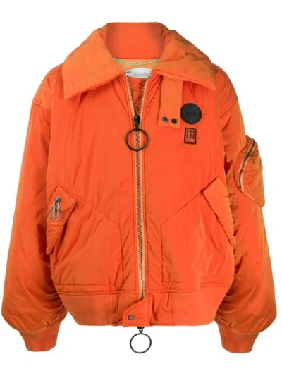Off-white Oversized Garment-dyed Padded Shell Bomber Jacket In Orange