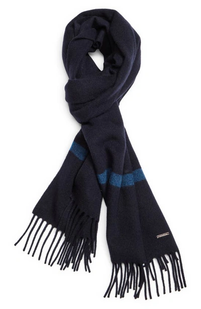 Loro Piana Fringed Striped Baby Cashmere Scarf In Blue