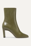 Wandler Isa Leather Ankle Boots In Army Green