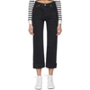 Re/done High-rise Stovepipe Raw-edge Cropped Jeans In Ash Black