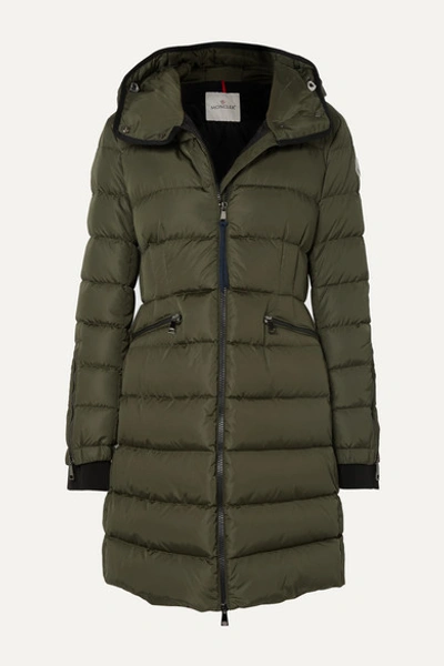 Moncler Hooded Quilted Shell Down Jacket In Army Green