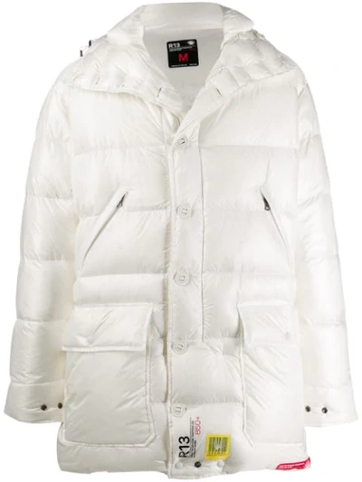 Brumal R13 Hooded Quilted Shell Down Parka In White