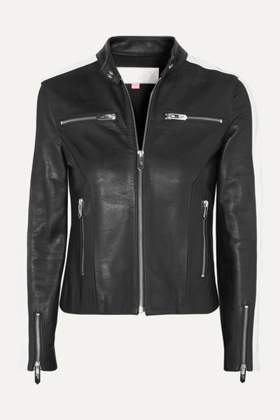 The Mighty Company The Lucca Two-tone Leather Jacket In Black White