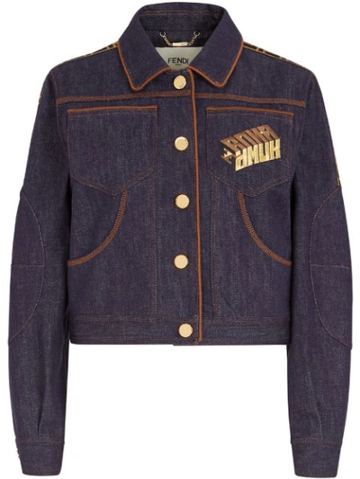 Fendi Roma Amor Denim Jacket In Blue