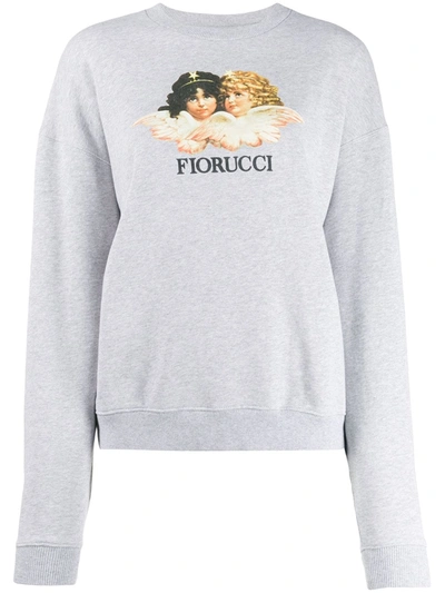 Fiorucci Vintage Angels Cropped Sweatshirt In Grey