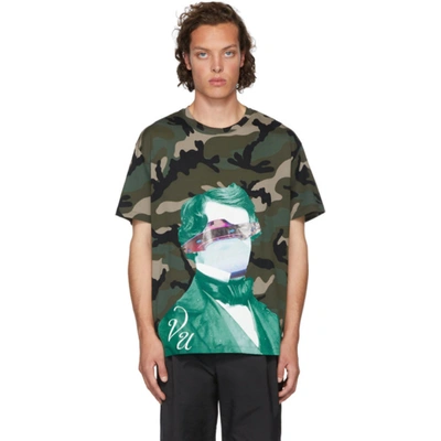Valentino Green Undercover Edition V Face Ufo Print T-shirt In Dk8 – Camou